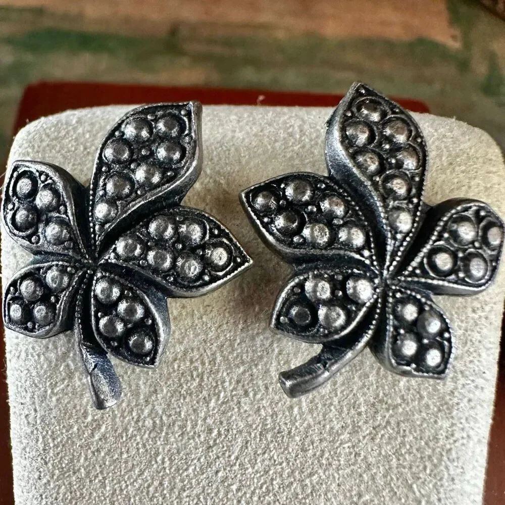 Bold Sculptural Leaf Post Earrings